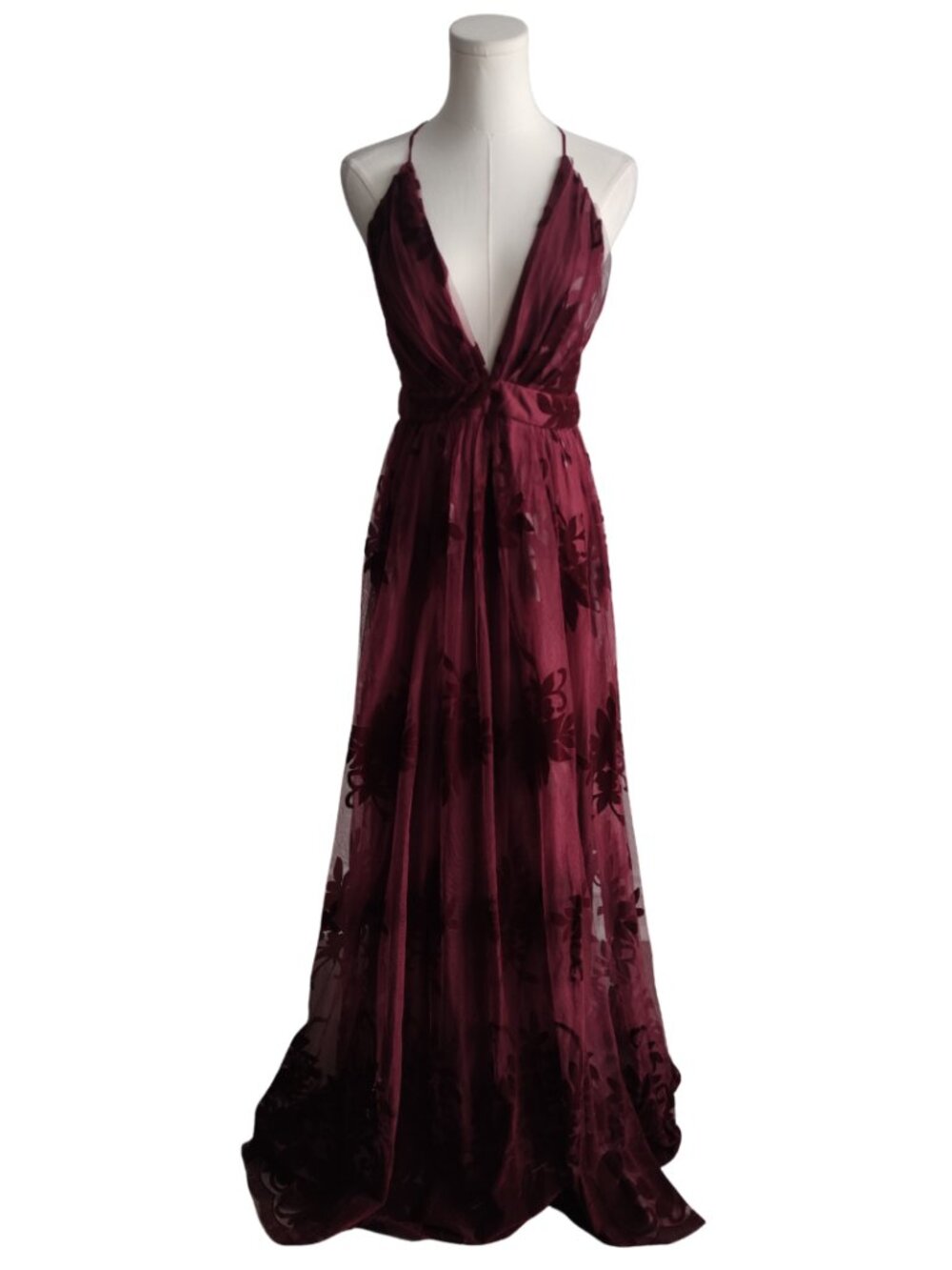 Windsor Burgundy Velvet Burnout Dress